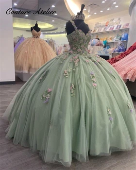 Дизайнерское пышное платье с розовыми цветами и шалфеем, спагетти Sweet 15 Dresses, бальное платье, свадебные платья, vestidos de quinceaneras
