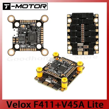 T-MOTOR VELOX LITE F411 V45A Stack 6S 4in1 BLHeli- Контроллер полета FC ESC Combo FPV Гоночные Дроны для Фристайла DIY Запчасти