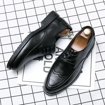 Британская мужская официальная одежда, Дышащая Деловая обувь из натуральной кожи, Мужская черная женская обувь с низким берцем, Профессиональная кожаная обувь на шнуровке