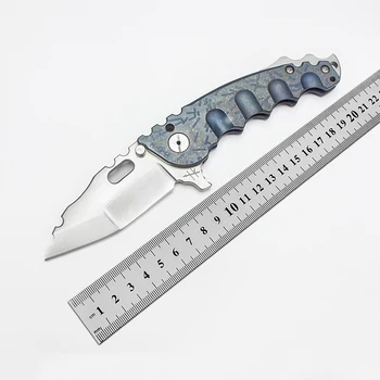 Складной нож Heeter Knifeworks Man of War С Синей Титановой Рукояткой S35VN Blade Outdoor Equipment Тактический Инструмент Выживания Карманный EDC