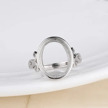 Женское кольцо из стерлингового серебра 925 пробы с овальным кабошоном 8x10 мм, Полумонтажное кольцо с янтарем, Опалом, Бирюзой, Лазуритом в оправе