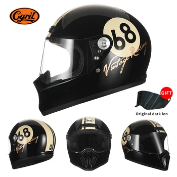 Мотоциклетный шлем в стиле ретро с полным лицом из стекловолокна, легкий мотоциклетный шлем CYRIL FF390 DOT, одобренный ЕЭК для мужчин и женщин
