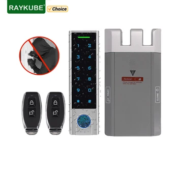 RAYKUBE Электронный умный дверной замок с отпечатками пальцев, противоугонный Невидимый цифровой замок с пультом дистанционного управления, водонепроницаемая клавиатура